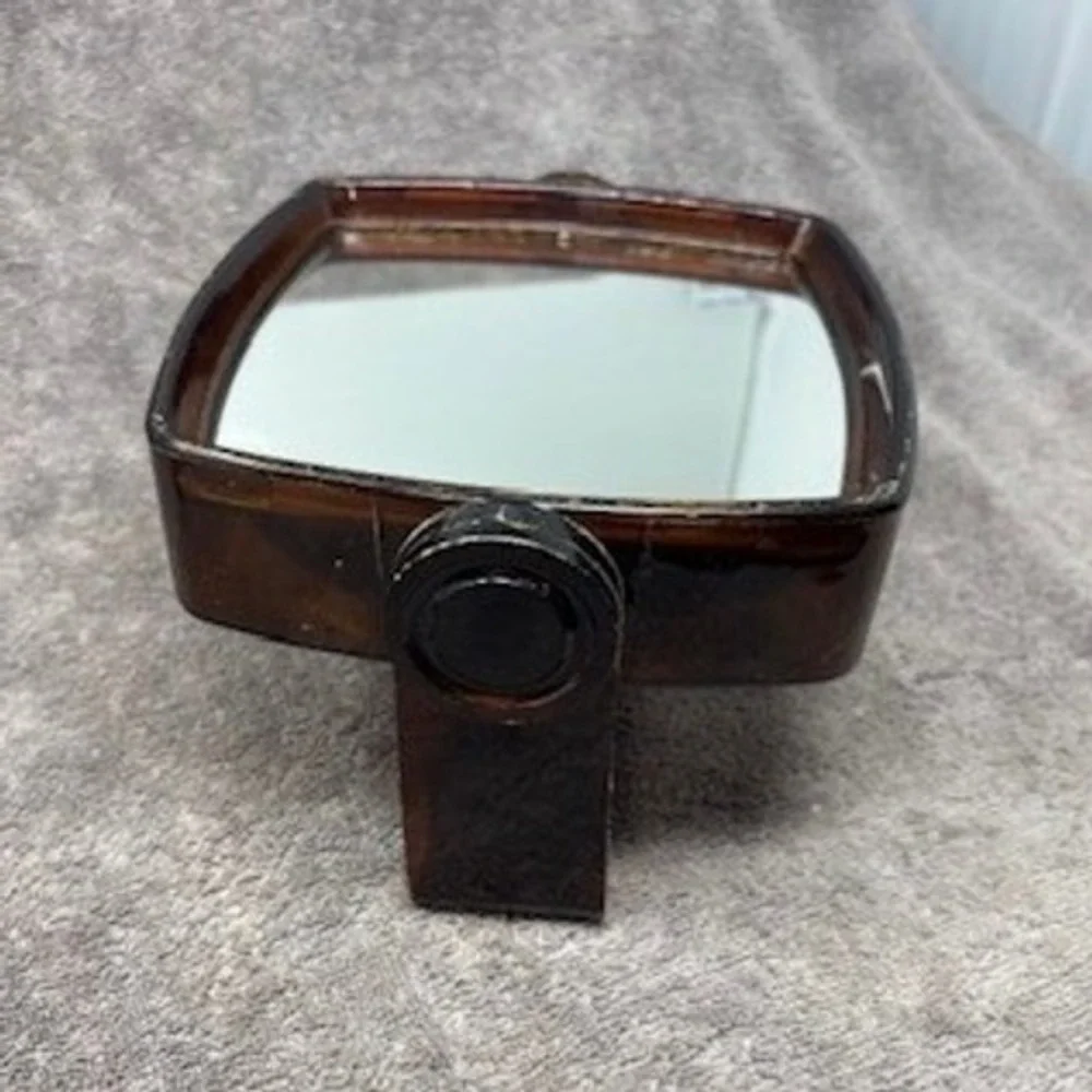 Vtg Amber Swivel Vanity Mirror Magnifying Double Sided Tabletop Hong Kong